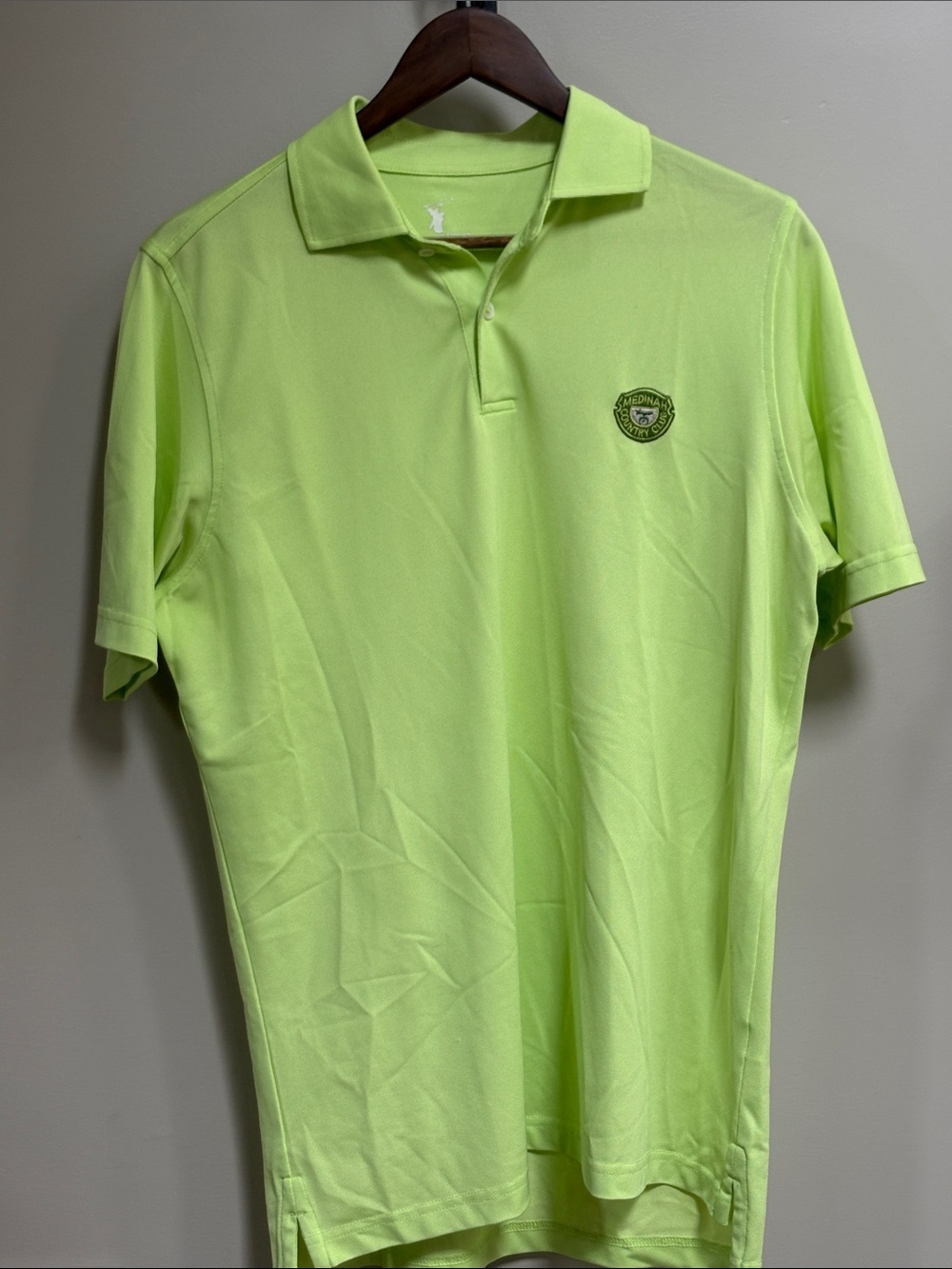 Men's Neon Lime Polo Shirt with Embroidered Crest